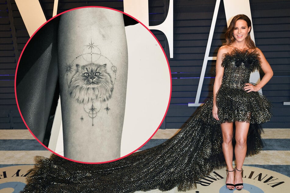 Kate Beckinsale's beloved cat passed away, so she got a tribute tattoo.