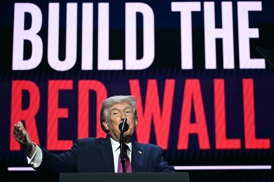 President Donald Trump addresses a Turning Point USA event entitled "Build the Red Wall" at Dream City Church in Phoenix, Arizona, on April 17, 2026.