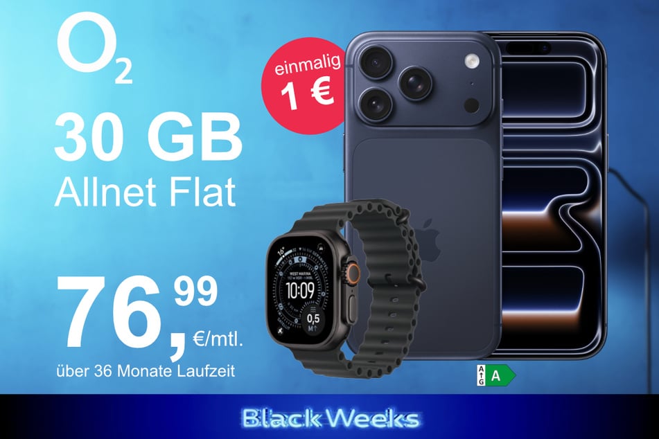 Bei o2 gibt's jetzt das iPhone 17 Pro mit Watch Ultra 3 im Bundle jetzt exklusiv für nur 1 Euro.