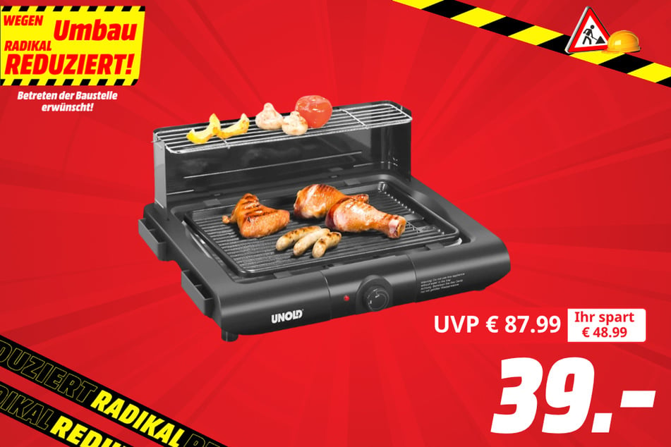 Unold-Elektrogrill 58565 Vario 
für 39 statt 87,99 Euro.