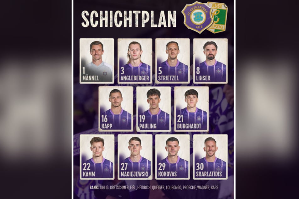 Die Startelf von Aue gegen Chemie Leipzig.