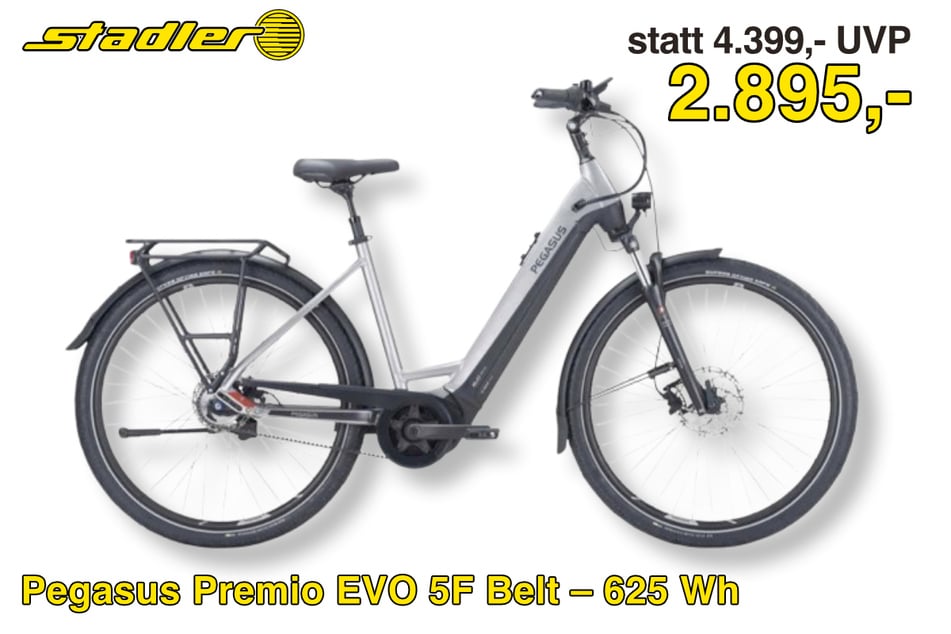 Das Pegasus Premio EVO 5F Belt E-Bike
für 2.895 statt 4.399 Euro.