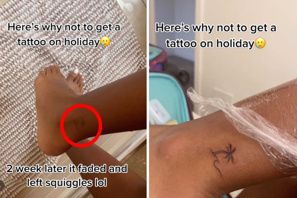 A TikTok user details why people should avoid getting tattoos while on vacation after theirs faded weeks later.