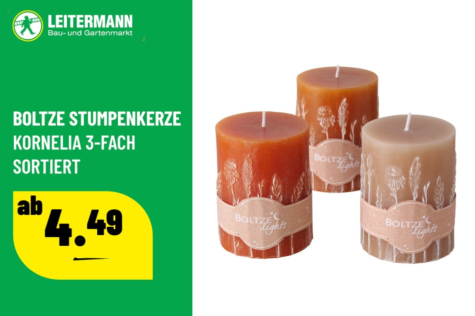 Boltze Stumpenkerzen Kornelia 3-fach sortiert