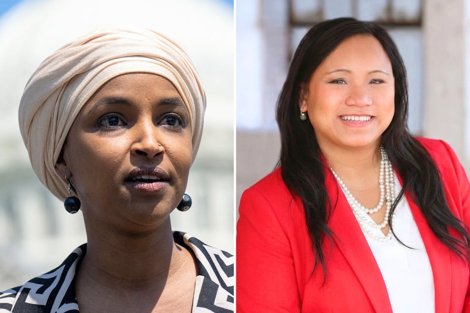 A former federal immigration attorney who was fired from her role after telling a judge her job "sucks" is now running for Ilhan Omar's (l.) seat in Congress.