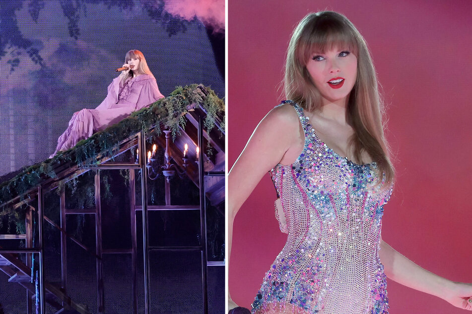 Taylor Swift took a misstep while attempting to climb down from the folklore cabin during Friday's Eras Tour performance in Tokyo.