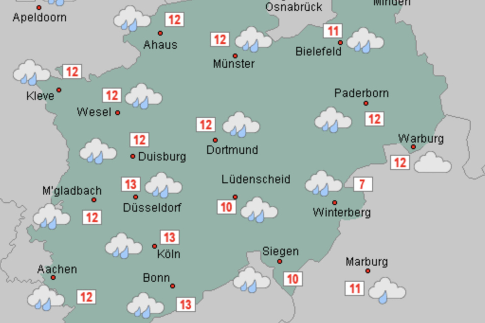 Das Wetter lässt in den kommenden Tagen in NRW zu wünschen übrig: Es wird nass, kalt und stürmisch.