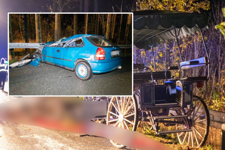 Horror-Unfall in Mittelsachsen: Drei Schwerverletzte, ein Pferd gestorben