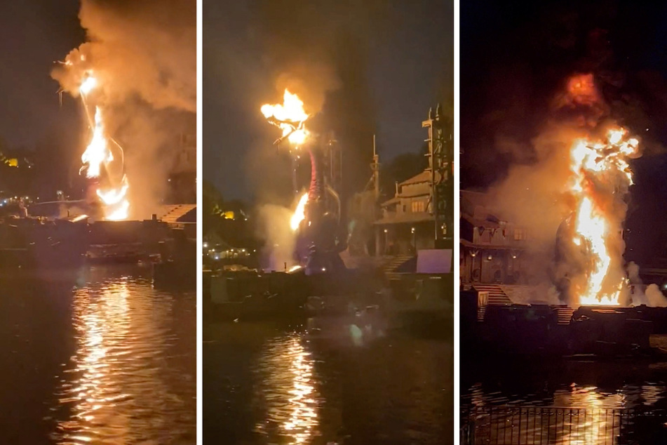 A model of Maleficent the dragon caught fire at Disneyland during a live show over the weekend.