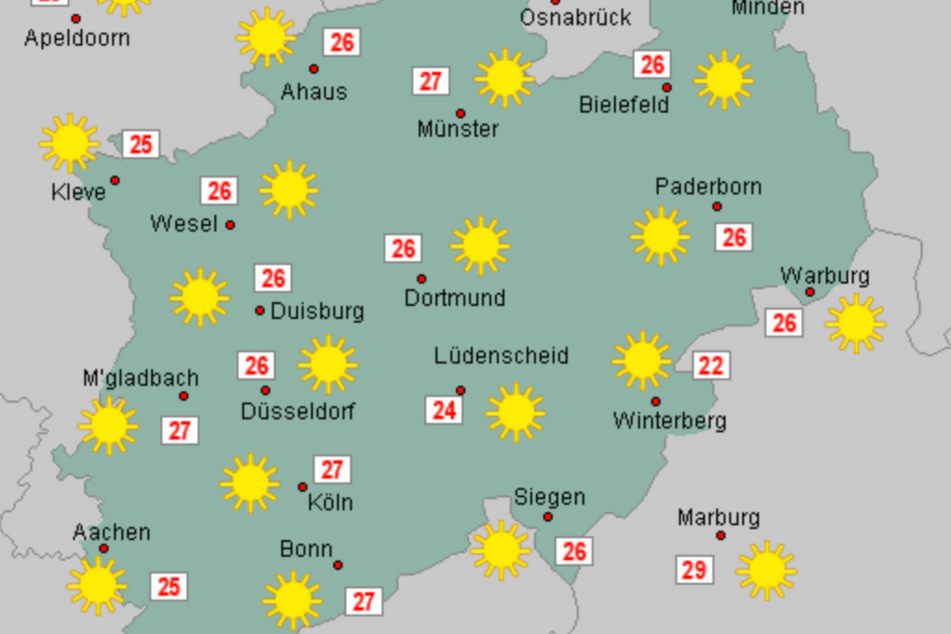 Das Thermometer klettert in den kommenden Tagen in NRW auf bis zu 30 Grad.