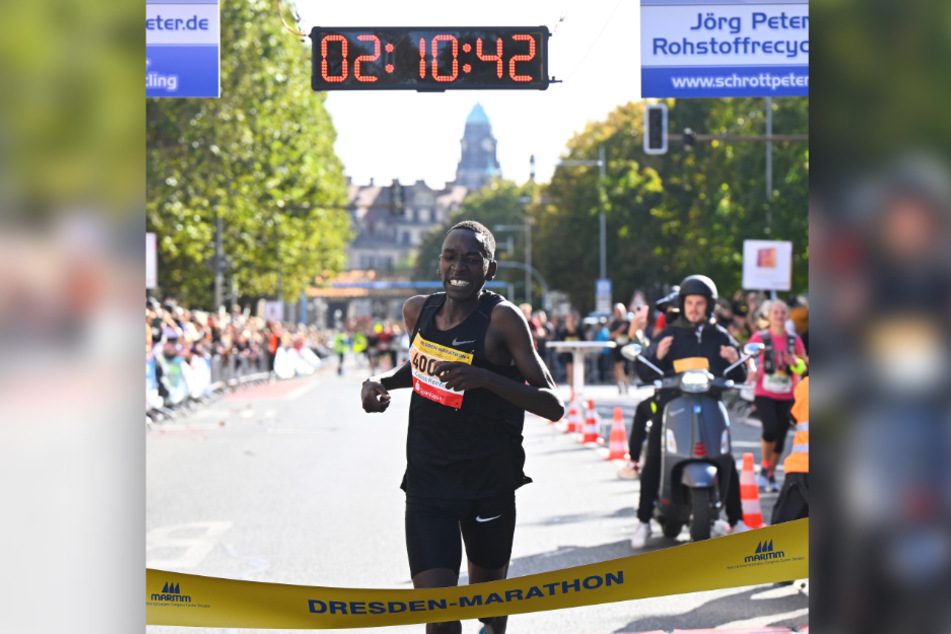 Collins Kemboi Kipsang (26) kämpfte auf den letzten Metern, aber die Bestzeit beim Dresden-Marathon verpasste er um 42 Sekunden.