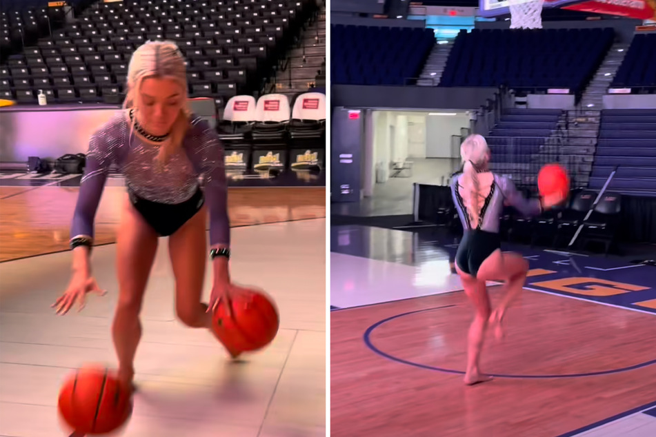 LSU All-American gymnast Olivia Dunne shows off her basketball skills in a viral Instagram Reel.