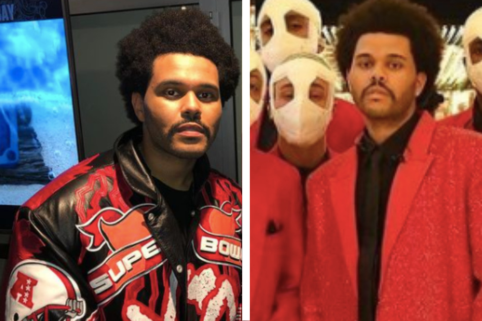 The Weeknd performed at the 2021 Superbowl halftime show (collage).