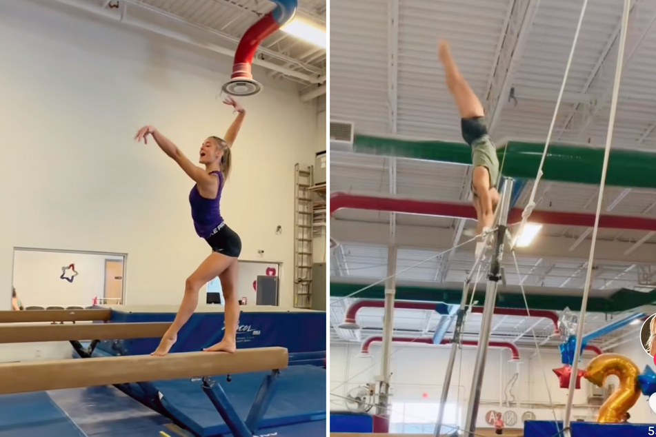 In her latest TikTok, Olivia Dunne is back in the gymnastics gym and giving fans a peek into her workouts on the balance beam and uneven bars.