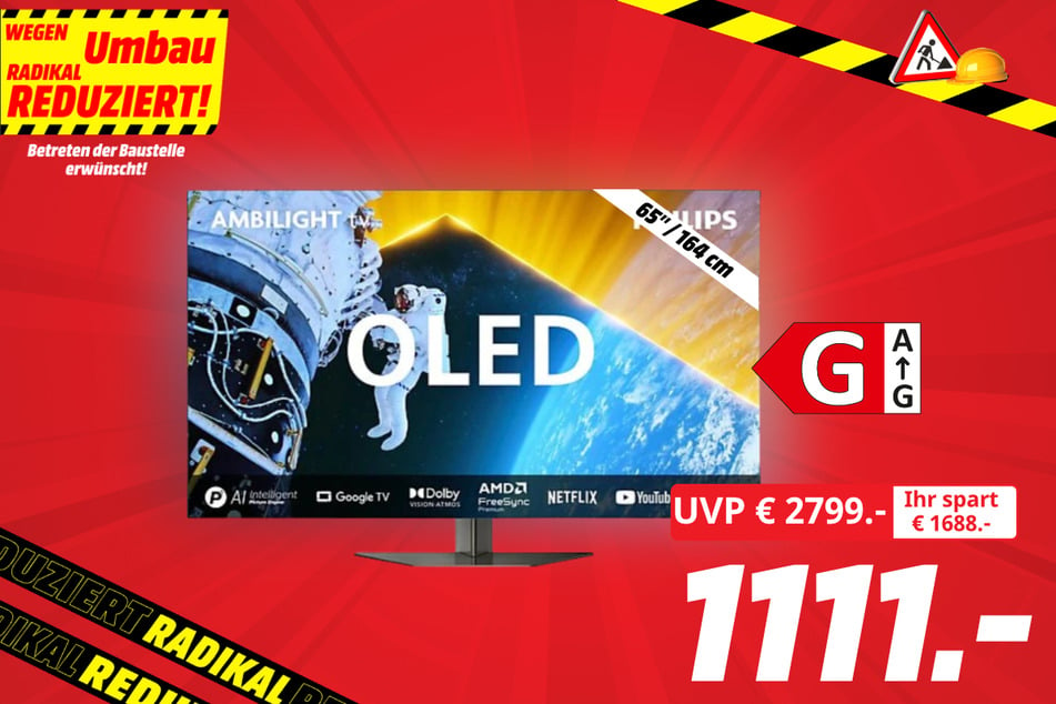 65-Zoll Philips-Fernseher für 1.111 statt 2.799 Euro.