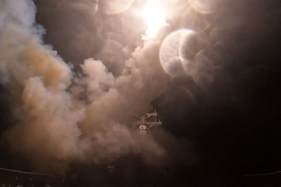 A screen grab from a handout video released by US Central Command showing missiles being launched to attack military targets in Iran.