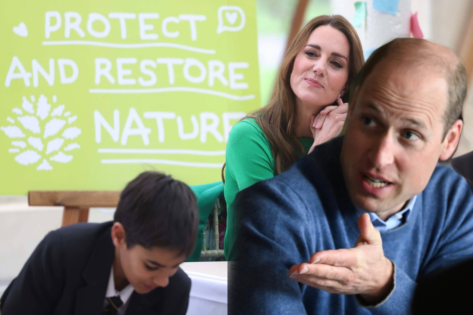 Prince William (r.) and his wife Kate Middleton (c.) recently visited with school students in support of Generation Earthshot, an educational initiative to inspire future generations to protect and repair the planet.