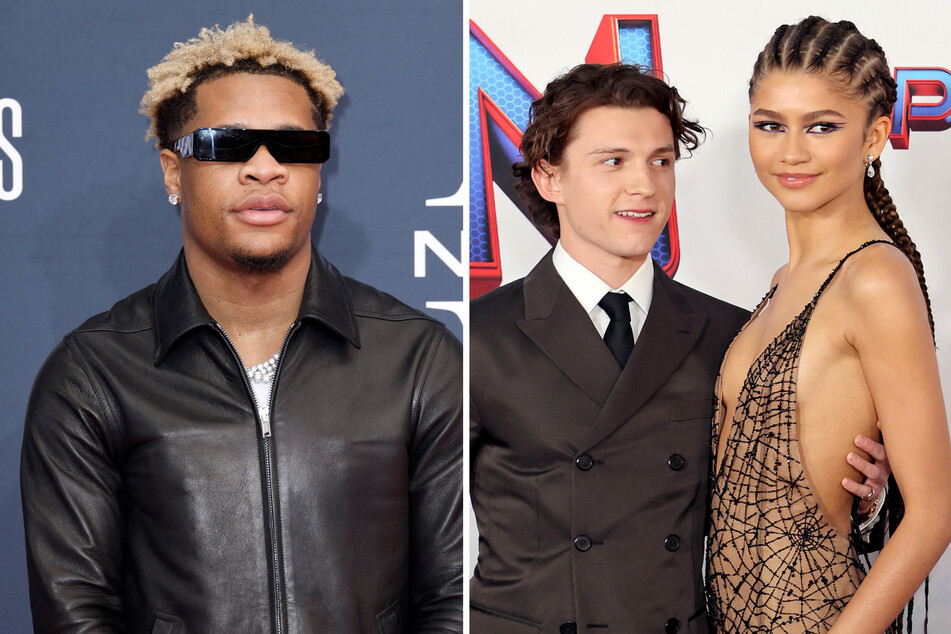 Devin Haney (l.) took a jab at Zendaya and Tom Holland's relationship after Holland commented on the boxer's recent match.