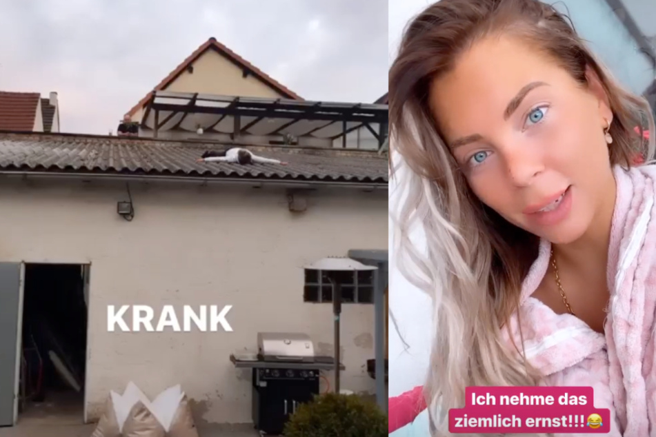 Ein Kinderspiel? Was macht Jenny Frankhauser auf dem Dach?