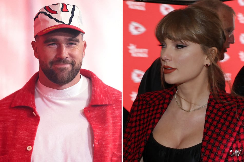 Taylor Swift (r.) skipped the 2024 MTV EMAs to support her boyfriend Travis Kelce (l.) and the Kansas City Chiefs as they took on the Denver Broncos – and Swifties had plenty to say!