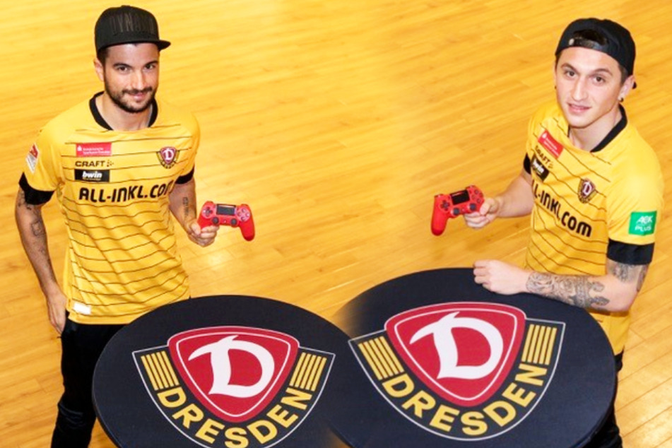 Marco Terrazzino (l.) und Baris Atik gingen bei der "Bundesliga-Home-Challenge" für Dynamo an den Start.