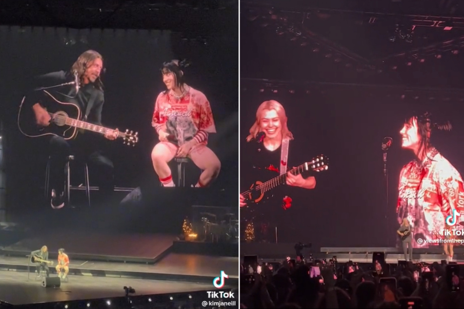 Billie Eilish was joined by Dave Grohl (l) and Phoebe Bridgers (center r) at her second show at The Kia Forum in Los Angeles.
