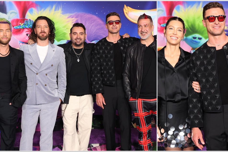 Justin Timberlake hits up Trolls premiere with Jessica Biel and *NSYNC amid Britney Spears' memoir backlash