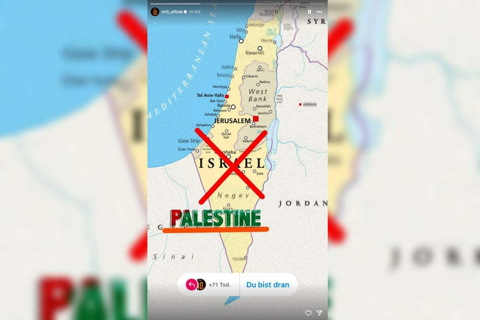 Mit dieser Instagram-Story meldet sich der 35-Jährige zum Gaza-Krieg zu Wort.