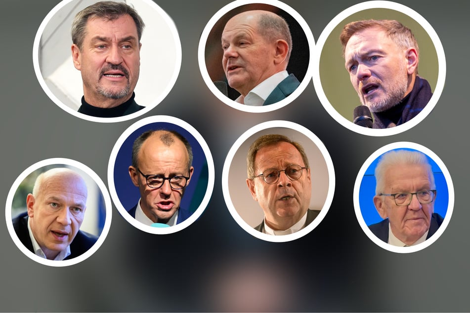 Markus Söder (58, CSU, v.l.n.r.), Olaf Scholz (66, SPD), Christian Lindner (46, FDP), Kai Wegner (52, CDU), Friedrich Merz (69, CDU), Georg Bätzing (63) und Winfried Kretschmann (76, Grüne) haben Horst Köhler gewürdigt.