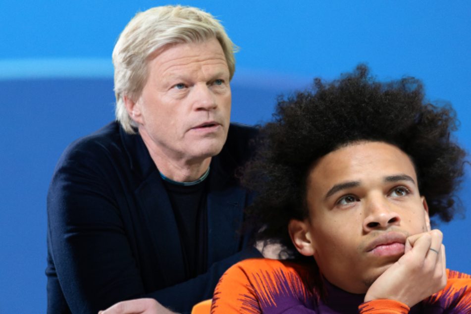 Bayern-Vorstand Oliver Kahn (51,l) hält sich mit Spekulationen über Leroy Sané (24) zurück. (Bildmontage)