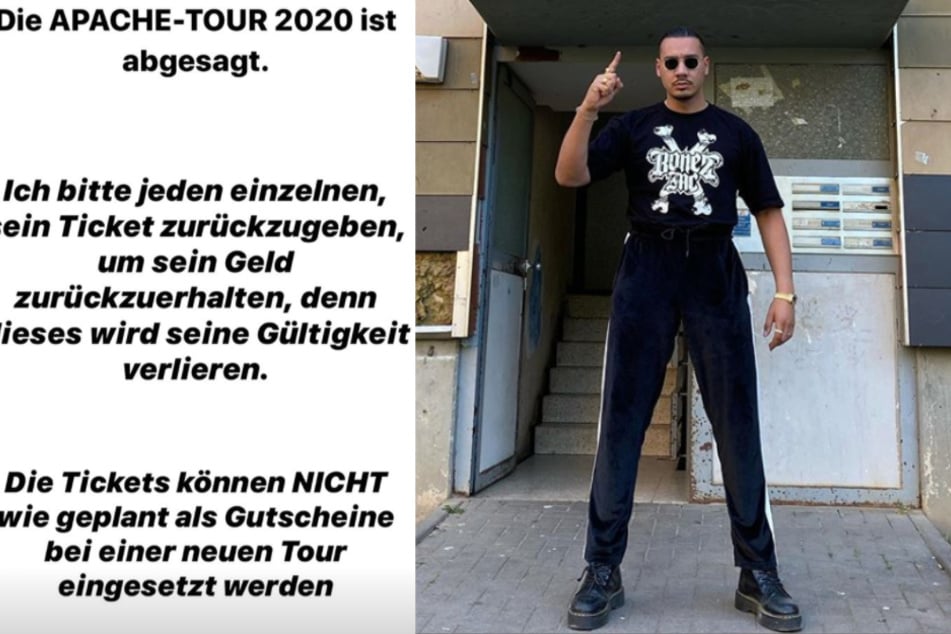 In seiner Instagram-Story sagt er die Tour ab.