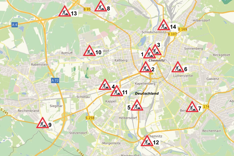 Baustellen Chemnitz: Das sind die größten Baustellen des Jahres in Chemnitz