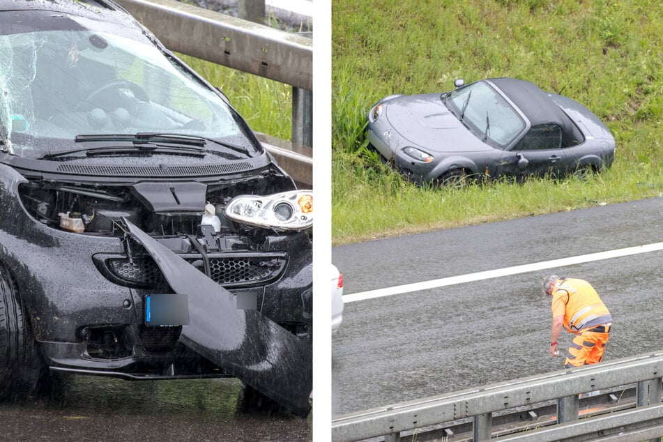 Alles Schlechte kam von Oben: Smart und Mazda schleudern über Bundesstraße