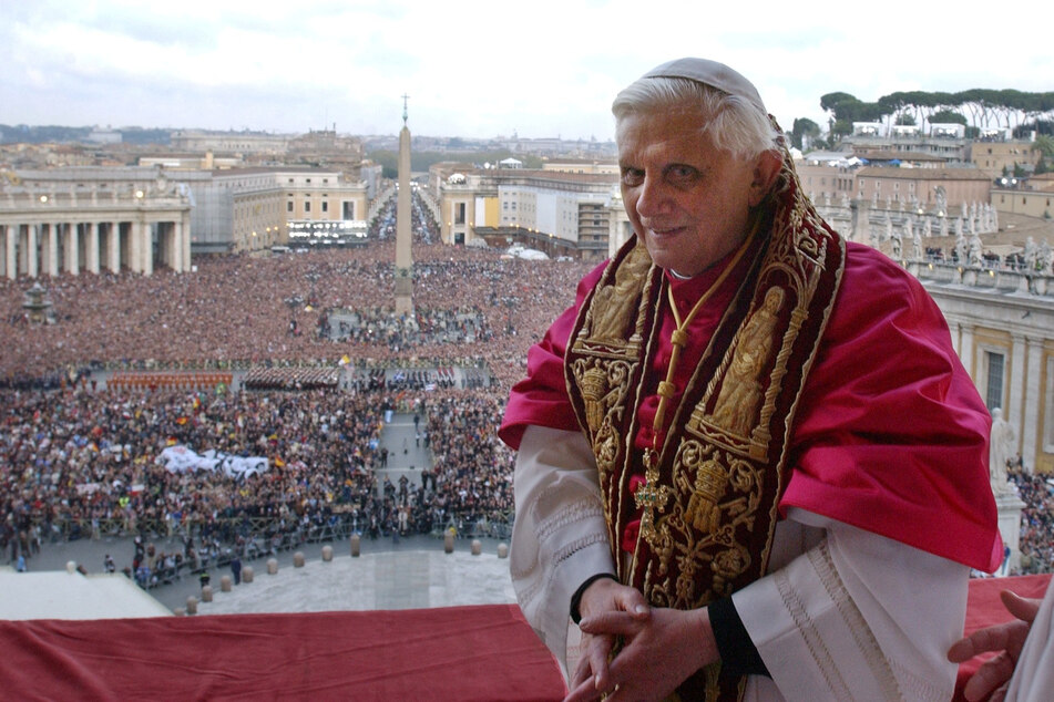 Pope Benedict XVI, Cardinal Joseph Ratzinger of Germany, appears on a balcony of St. Peter's Basilica in the Vatican after being elected by the conclave of cardinals on April 19, 2005.
