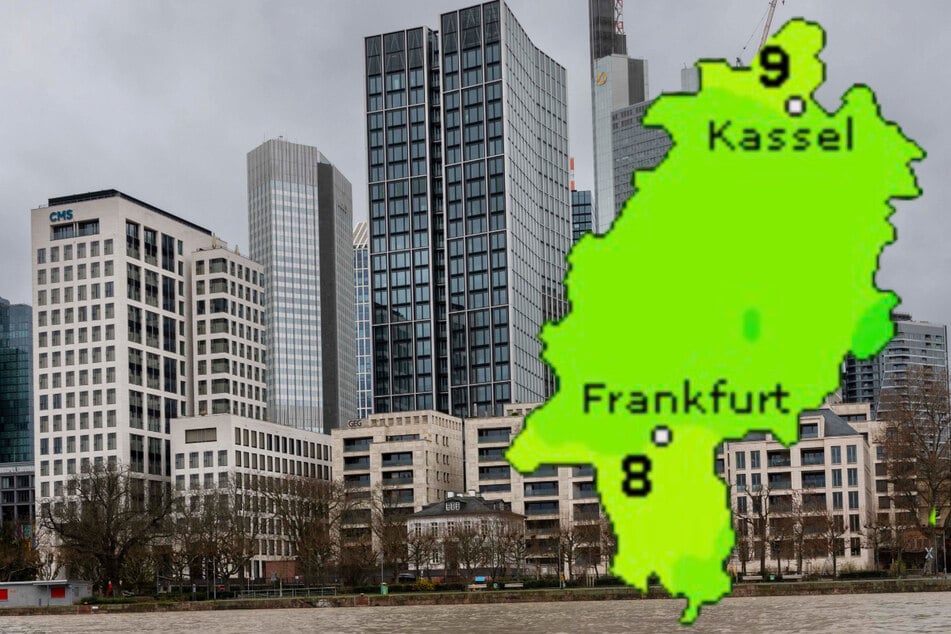 Eher milde Temperaturen bestimmen das Wochenende in Frankfurt und Hessen: Wetteronline.de (Grafik) erwartet für den Sonntag 8 bis 9 Grad in der Spitze, der Deutsche Wetterdienst (DWD) 7 bis 9 Grad.