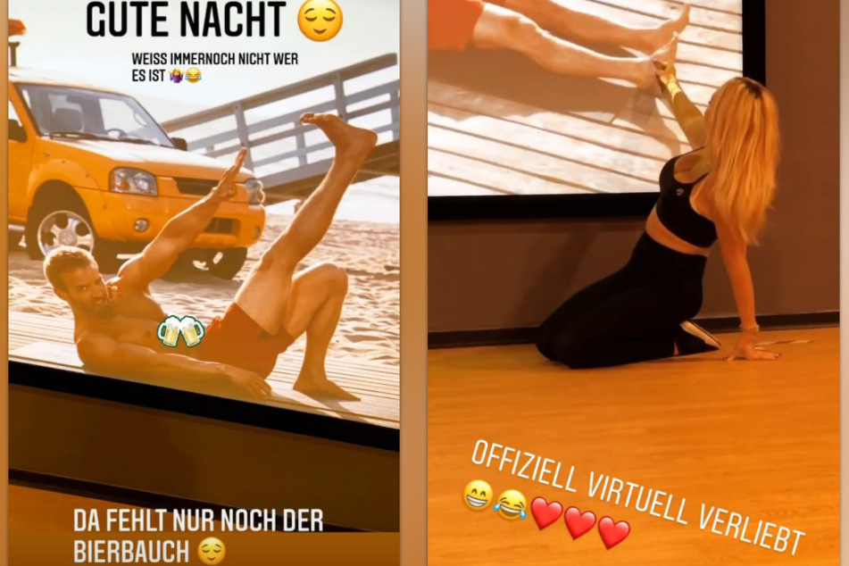 Evelyn Burdecki (31) sucht bei Instagram nach einem unbekannten Fitnesstrainer. (Bildmontage)