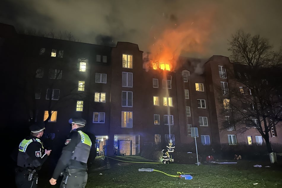 Die Wohnung in der Brunnenstraße brannte in voller Ausdehnung. Die Feuerwehr war mit einem Großaufgebot vor Ort.