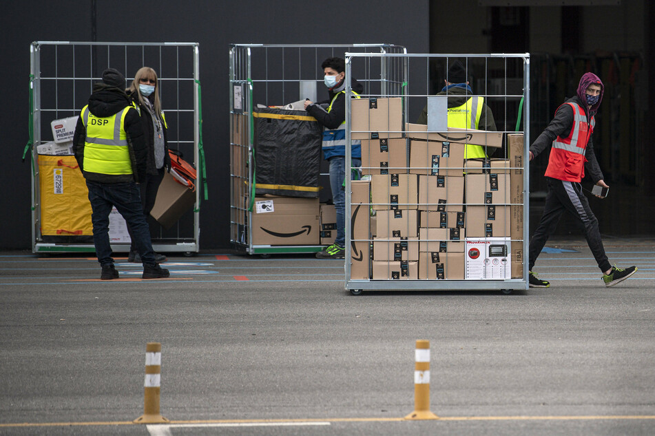 Amazon warehouse workers in Italy.