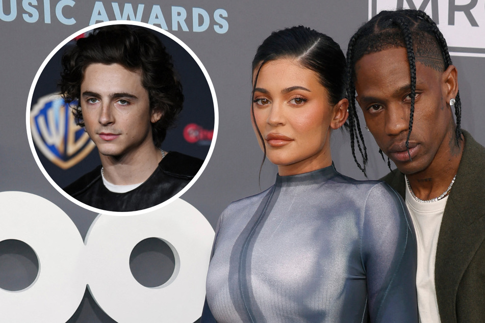 Travis Scott (r) is reportedly "not thrilled" about his ex Kylie Jenner dating Timothée Chalamet (l), according to an inside source.