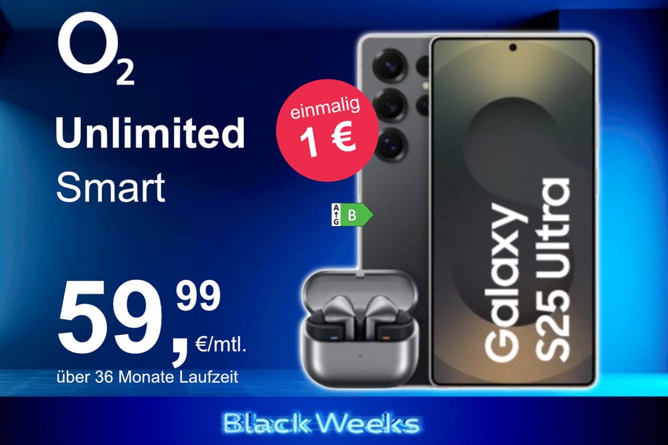 Das Samsung Galaxy S25 Ultra + Buds 3 Pro im o2 Mobile Unlimited Smart für einmalig 1 Euro.
