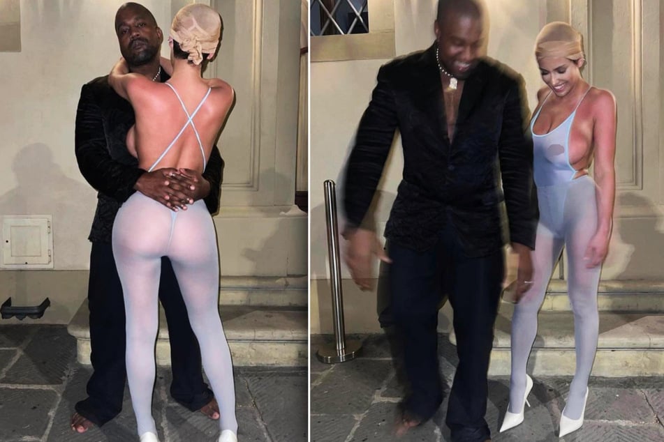 Von Schuhen zu Socken mit Sohle zu Barfuß-Ausflügen: Kanye West (46, l.) und seine "Frau" Bianca Censori (28, r.) machen mit ihrem besonderen Kleidungsstil Italien unsicher.