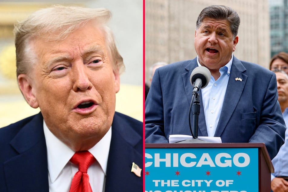 Illinois Governor JB Pritzker (r.) slammed President Donald Trump over his reported plans to deploy the National Guard to Chicago.