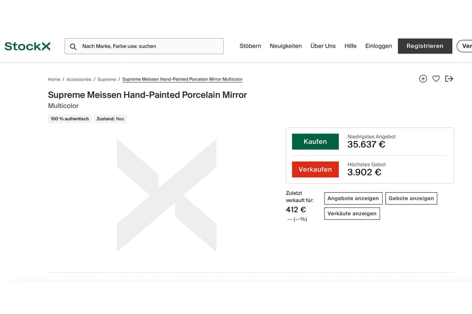 Aktuell kann man auf StockX den Meissen-Supreme-Spiegel aber auch für 35.637 Euro kaufen.