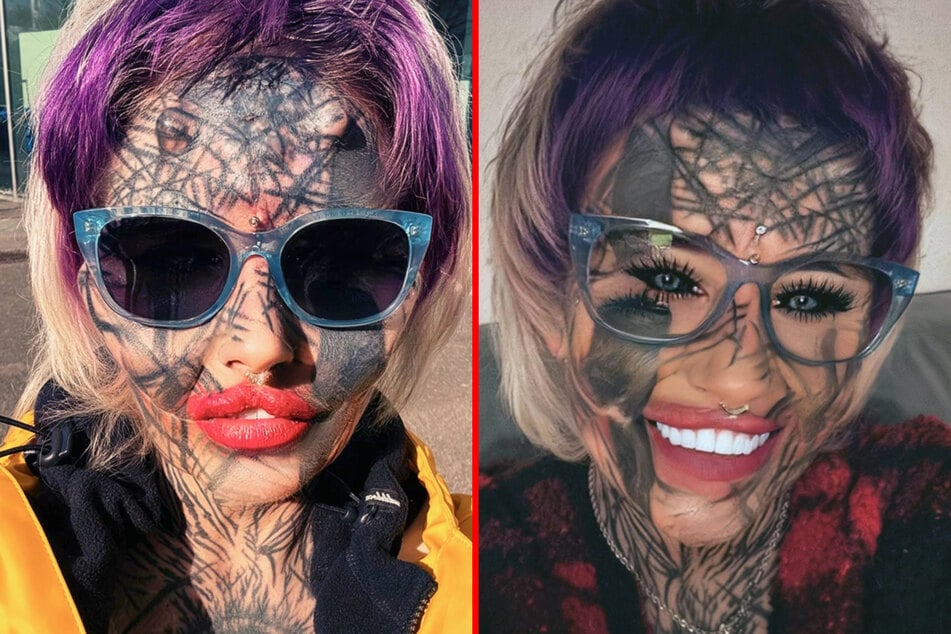 Stefanie has installed a pair of demon horns on her forehead, and even tattooed her eyeballs.