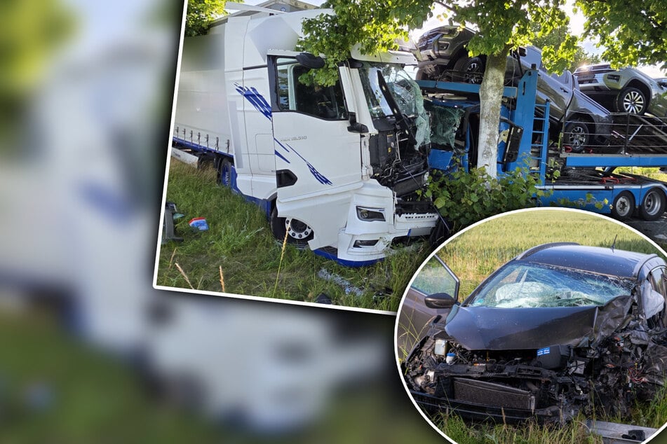 Auto kommt von Straße ab: Vollsperrung nach schwerem Crash in Leipzig