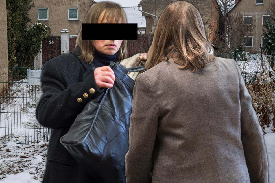 Die renitenten Zwillingsschwestern Annerose (l.) und Birgit vor ihrem verbarrikadierten Grundstück. Gestern wurden sie wegen Widerstands gegen Vollstreckungsbeamte zu Geldstrafen verurteilt.