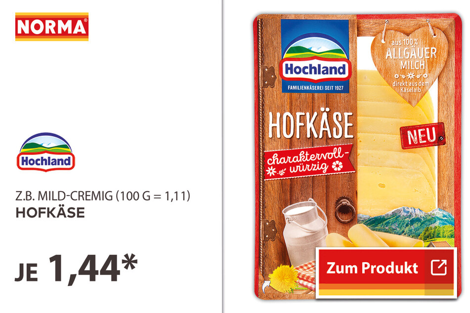 Hofkäse für 1,44 Euro