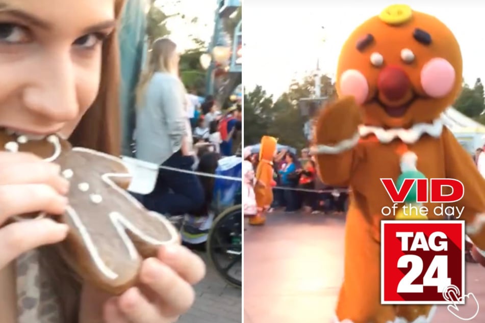 Today's Viral Video of the Day features a pair of friends at Disneyland who decided to harmlessly scare one of the parade performers with a hilarious gesture!