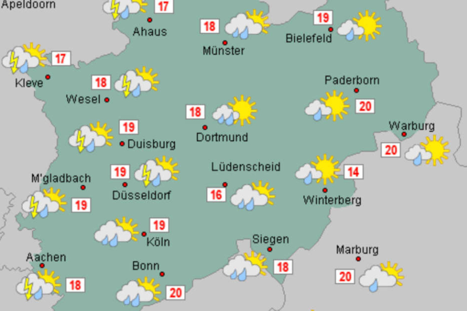 Am Mittwoch soll es in NRW knallen: Der Deutsche Wetterdienst kündigte Regen und Gewitter an.