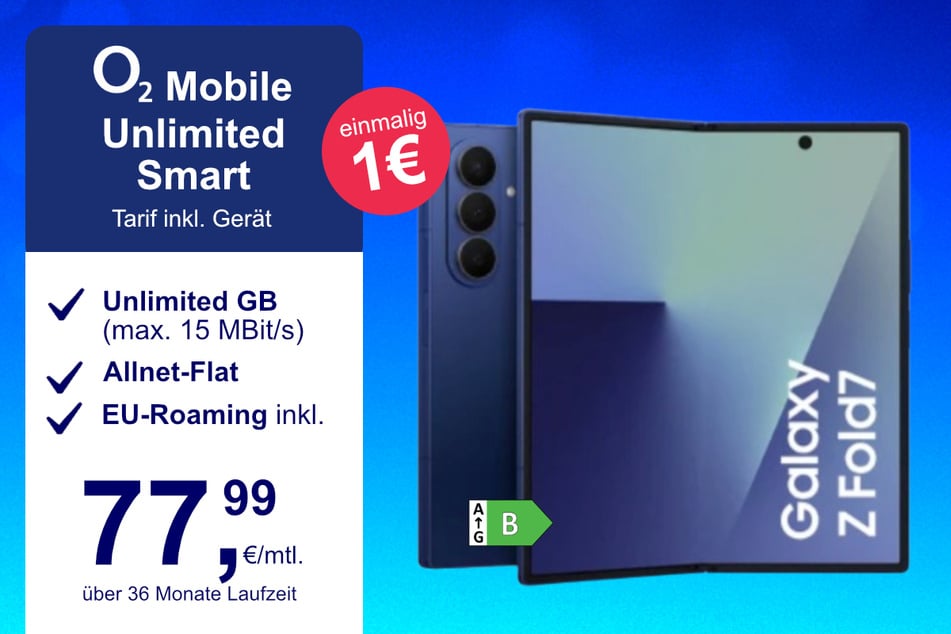 Das Samsung Galaxy Z Fold7 im o2 Mobile Unlimited Smart für einmalig 1 Euro.